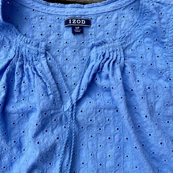 IZOD Eyelet Sleeveless Cotton Tank Top - size Small - Picture 2 of 3